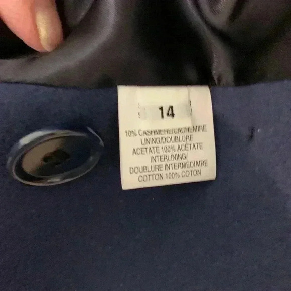 Mallia 90% wool 10% cashmere double breasted pea coat, cobalt blue, size 14 - Picture 3 of 6